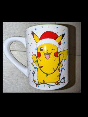 Pokemon Pikachu with Santa Hat Holiday Lights Christmas Mug Double Sided Green